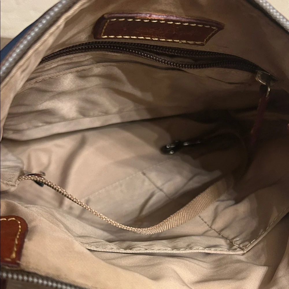 Dooney & Bourke Navy Nylon Crossbody with Brown Leather Trim - Picture 7 of 7